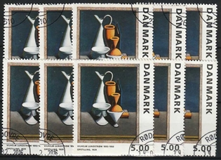 FRIMÆRKER DANMARK | 1993 - AFA 1057 - Maleriserie 6. - 5,00 Kr. Wilhelm Lundstrøm x 10 stk. - Pænt hjørnestemplet